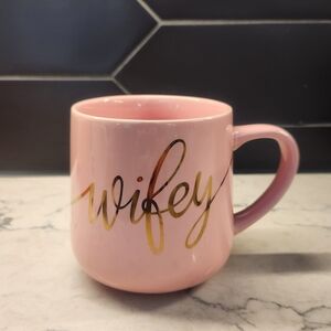 Indigo Pink Mug with Gold Accent "Wifey"